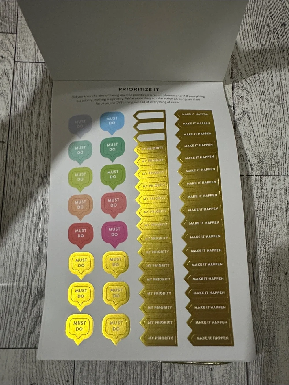 Goal Setting Sticker Book - Pink & Gold Striped